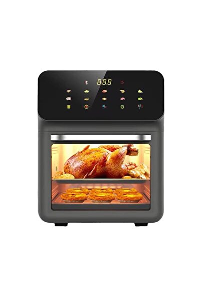 hoffmans AirFryer Profesional - Cuva 12L cu Geam, 2400W, Friteuza Digitala cu Aer Cald, HM 786