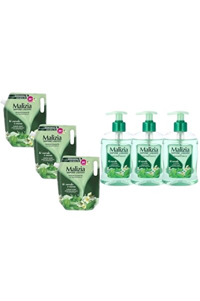 Malizia Variety Pack - Set 6 (3 x 1L Green Tea Refill + 3 x 300ml Green Tea L...