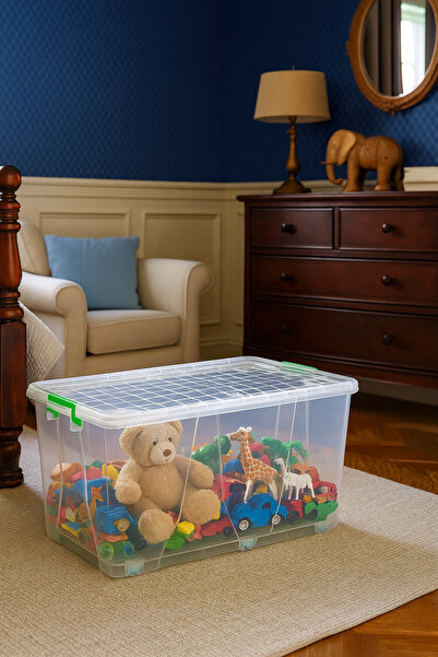 Davet Mega Wheeled Storage Box 50 Liters - Children's Toy Storage Box 50 Liters 31Cm*39Cm*62Cm