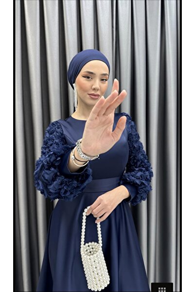 GÜZELLER Saten Eteği Ve Kolları Güllü Söz Nişan İsteme Özel Gün Elbisesi Abiyesi