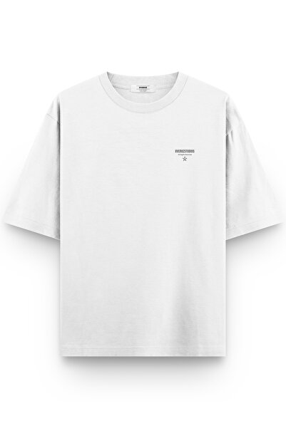Overoz Certified Member Printed Semi Oversized White Tshirt 1397