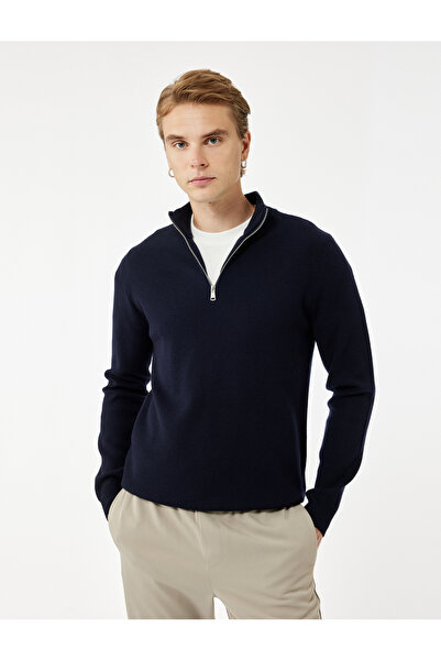 Koton Довгорукавний трикотажний светр з віскозною сумішшю та напівзастібкою