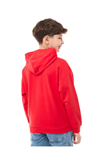Victor and Jane By Styli Teens Red Graphic Print Hoodie