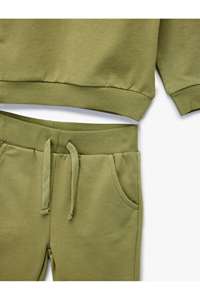 Koton Crew Neck Long Sleeve Printed Cotton Tracksuit Set