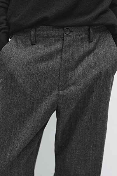 Massimo Dutti Straight fit yün karışımlı pantolon