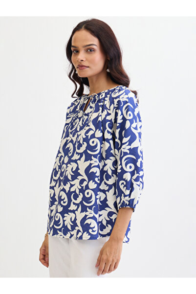 Femmella By Styli Blue All Over Print Relaxed Fit Top