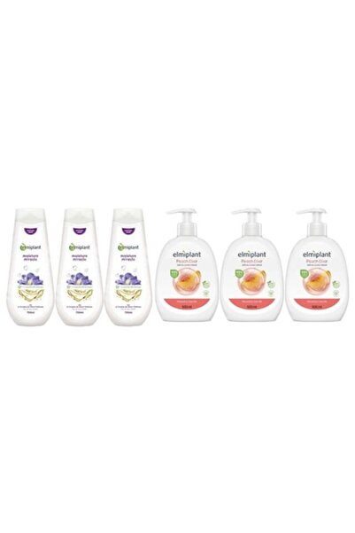 ELMIPLANT Set de îngrijire personală - 3x 750ml Gel de duș hidratant miraculos + 3x 500ml Gel de duș lichid cu elixir de piersică