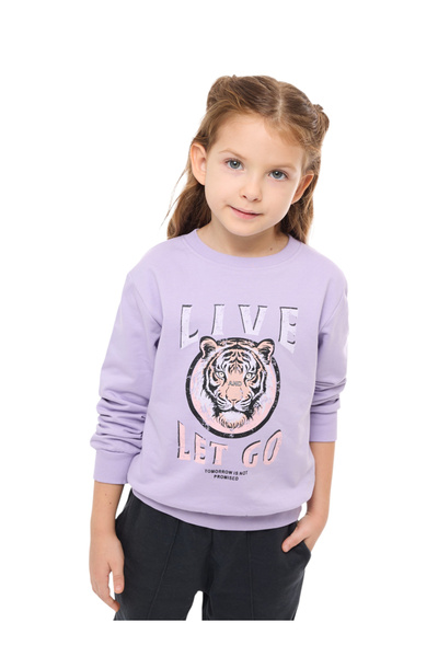 Victor and Jane By Styli Girls Purple Tiger Graphic Print Sweatshirt