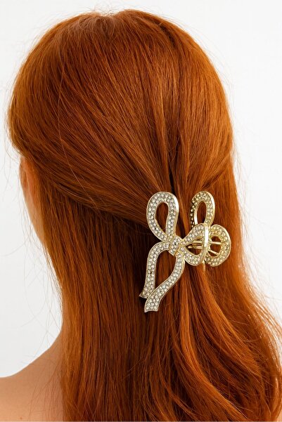 TAKIŞTIR Cataramă metalică cu panglică de culoare aurie cu pietre aplicate