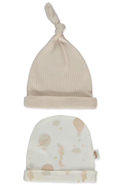 Bebetto Organic Certified Cap with 2 Pieces (Organic Born with Love) Beige