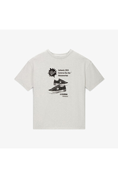 Converse Classic Unisex Baskılı Gri T-Shirt