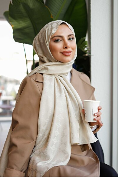 MODA Arvena Premium klasik bej dama desenli şal-scarf