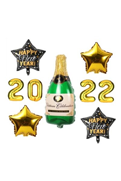 Domi Party & Gifts Set de 9 baloane folie cu tematică de Anul Nou 2022 (șampa...