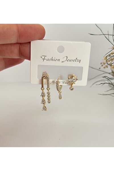 mibrillo Taşlı 3 lü küpe