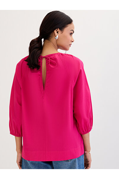 Femmella By Styli Pink Poplin Back Tie-Up Top