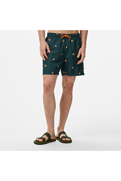 Nautica Erkek Yeşil Regular Fit Desenli Deniz Şortu