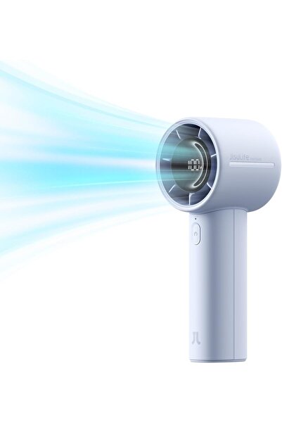JISULIFE Handheld Turbo Fan 5000mAh Rechargeable, Up to 28h, 5 Speeds (Blue)