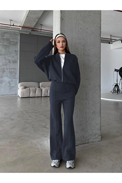 BayBayan Women's Zippered Bomber Jacket Tracksuit Set