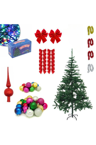 OEM Set complet de brad de Crăciun 1,8 m – Decorațiuni incluse pentru un deco...