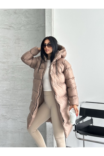 Fashionbox жіночий довгий надувний пуховик з капюшоном на блискавці 251011