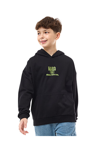 Victor and Jane By Styli Teens Black Graphic Print Hoodie