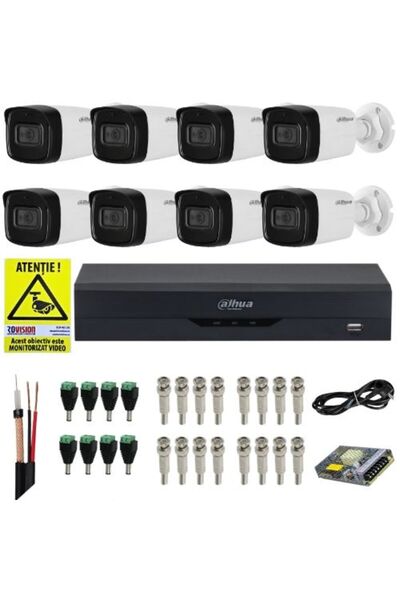 DAHUA 8-camera 4K (8MP) Surveillance Kit - 80m IR, Microphone, 8-channel AI DVR, Accessories