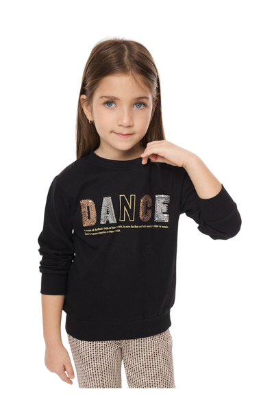 Victor and Jane By Styli Girls Black Embellished Sweatshirt