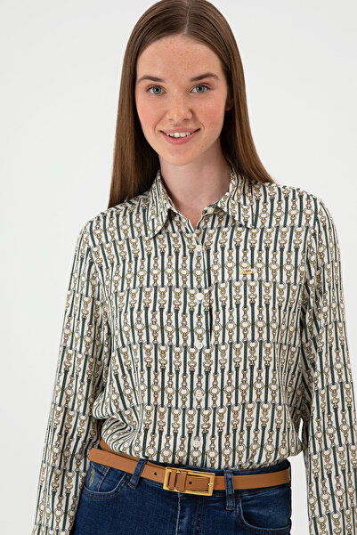 U.S. Polo Assn. Kadın Beyaz Uzun Kollu Gömlek 50316381-VR256