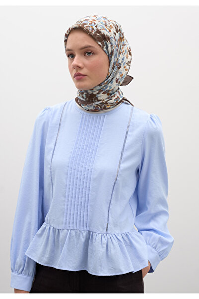 Fresh وشاح من القطن والفسكوز بنقشة زهر الكرز بلون بني شوكولاتة