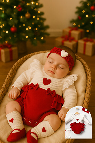 Minytrendy Baby Girl Kids Newborn Jumpsuit Romper Bandana Socks Set Infant Christmas Outfit Xmas Romper