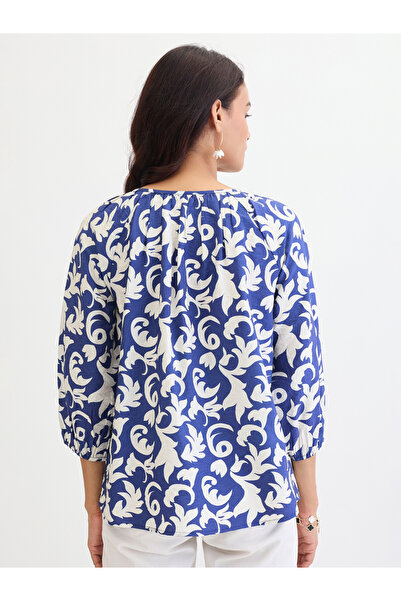 Femmella By Styli Blue All Over Print Relaxed Fit Top