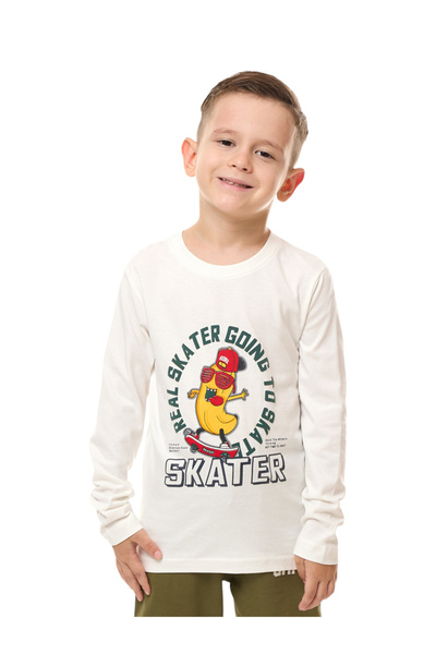 Victor and Jane By Styli Boys Off White Skater Graphic T-Shirt