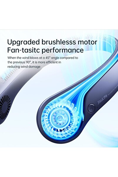 JISULIFE Portable Neck Fan (Blue) - Hands-free Bladeless Wearable Fan, 4000mAh, 3 Speeds
