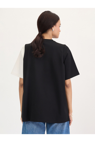 Femmella By Styli Black Color Block Oversized Top