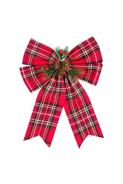 SHOPIENS Fundă decorativă de Crăciun, model în carouri, roșie, dimensiune 30x...