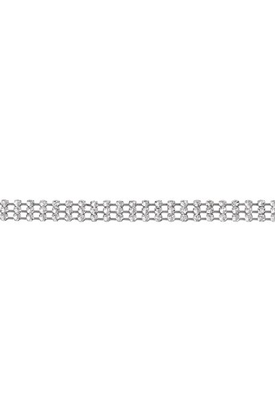 OEM Silver chain belt with rhinestones for women 114x1cm