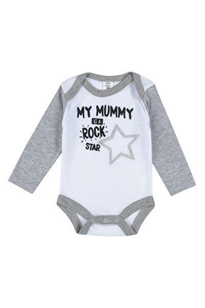 OEM - Μπλουζάκι για αγοράκι, λευκό και γκρι μελανζέ, μακρυμάνικο, 0-3 μηνών (...