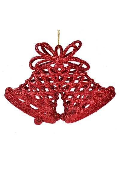 OEM Set ornamente de Crăciun cu clopoțel roșu sclipitor 11cm - 3 buc