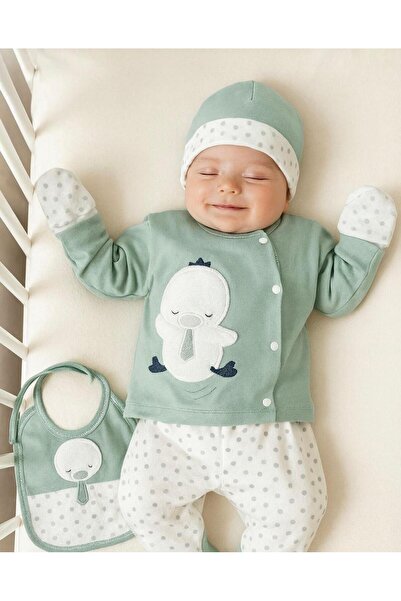 BYS BABY FASHION طقم خروج من المستشفى للمواليد الجدد مكون من 5 قطع بنقشة بطة ...