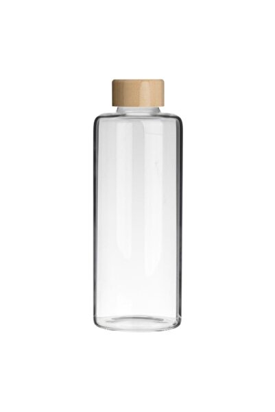 OEM Transparent glass bottle with bamboo lid - 1 L