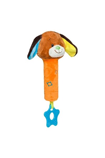 OEM Плюшена играчка-дрънкалка за кученце и никнене на зъбки 18 см