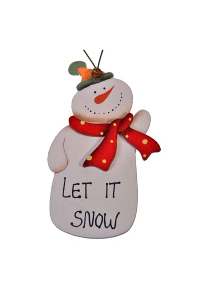 OEM Ornament de Crăciun din lemn, Let It Snow, 8,5 cm