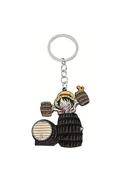 OEM Breloc metalic One Piece - Monkey D. Luffy cu butoaie, multicolor, 11 cm