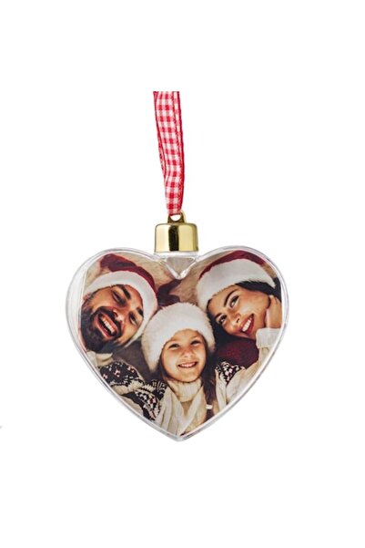 OEM Ornament de Crăciun transparent în formă de inimă pentru fotografie 8 cm