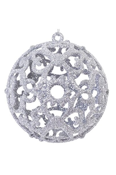 SHOPIENS Set globuri de Crăciun argintii glitter 8cm - 6buc