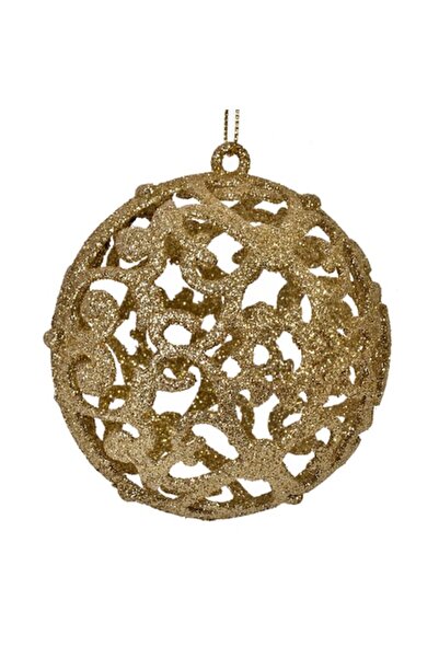 OEM Set globuri de Crăciun cu sclipici auriu 8 cm - 6 buc
