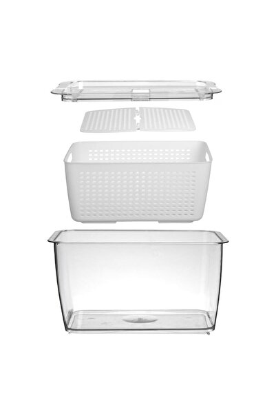 OEM Food container with basket & transparent lid 28.5x17.8x14.7 cm - 4.5 L