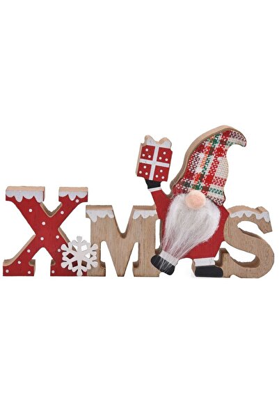 OEM Christmas decoration wooden board xmas gnome checkered hat gift 19.5x11cm