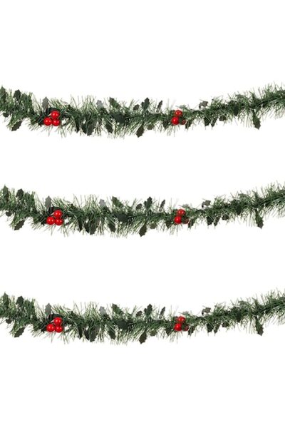 SHOPIENS Beteală verde de Crăciun cu fructe de vâsc, 3 m x 7 cm