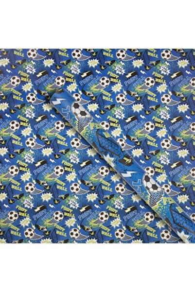 OEM Rolă de hârtie de împachetat albastru-verde cu model de fotbal 150x70 cm
